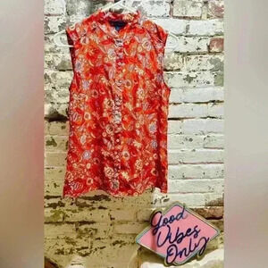 BROOKS BROTHERS Womens sleeveless floral blouse, size 4